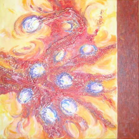 Zánik 50x50, akryl, tapeta